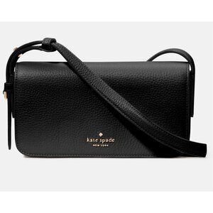 S Kate Spade Juliette Crossbody Bag Black Pebbled Leather Purse KM565 NWT $279